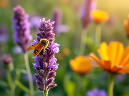 Jardín diseñado para atraer abejas y mariposas.
