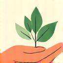 Icono de una planta en una mano.